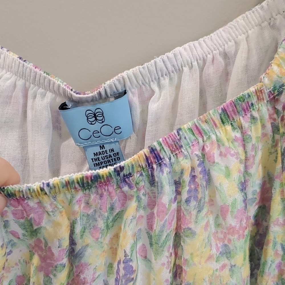 NWT Anthropologie CECE floral square neck Long Sleeve blouse top - Picture 4 of 9